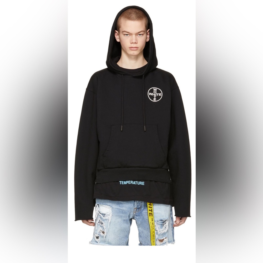 OFF-WHITE Black Cross Spliced Hoodie